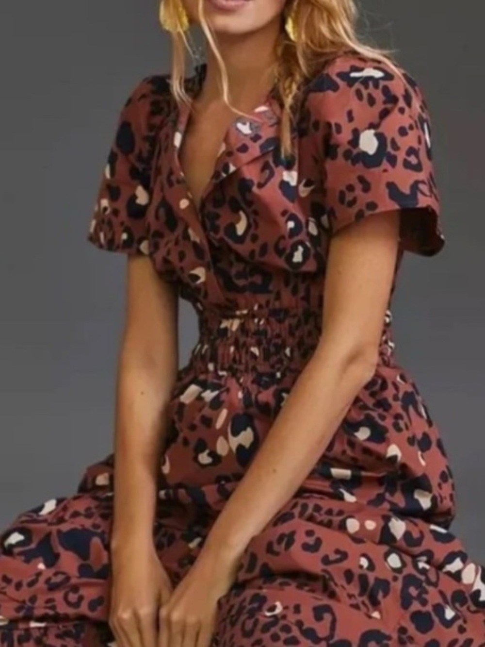 Anthropologie Maeve Somerset Leopard Print Maxi Dress